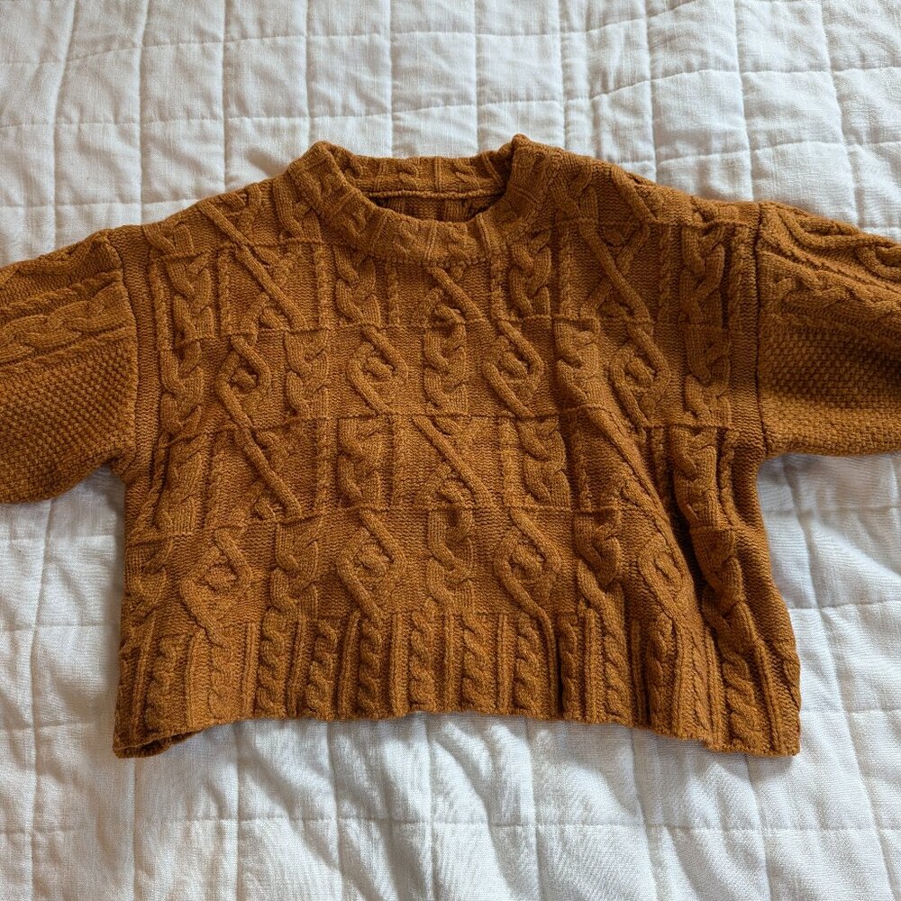 Crop cable sweater